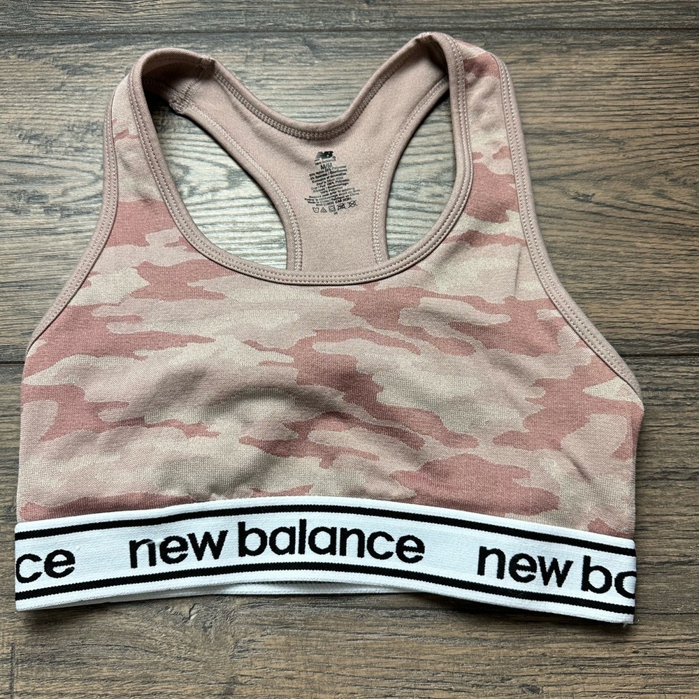 New Balance Pink and Tan Camouflage Sports Bra